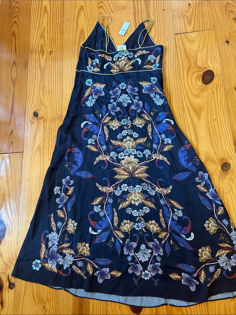FARM Rio Navy Maxi Dress with Gold and Purple Floral Print - Picture 6 of 11